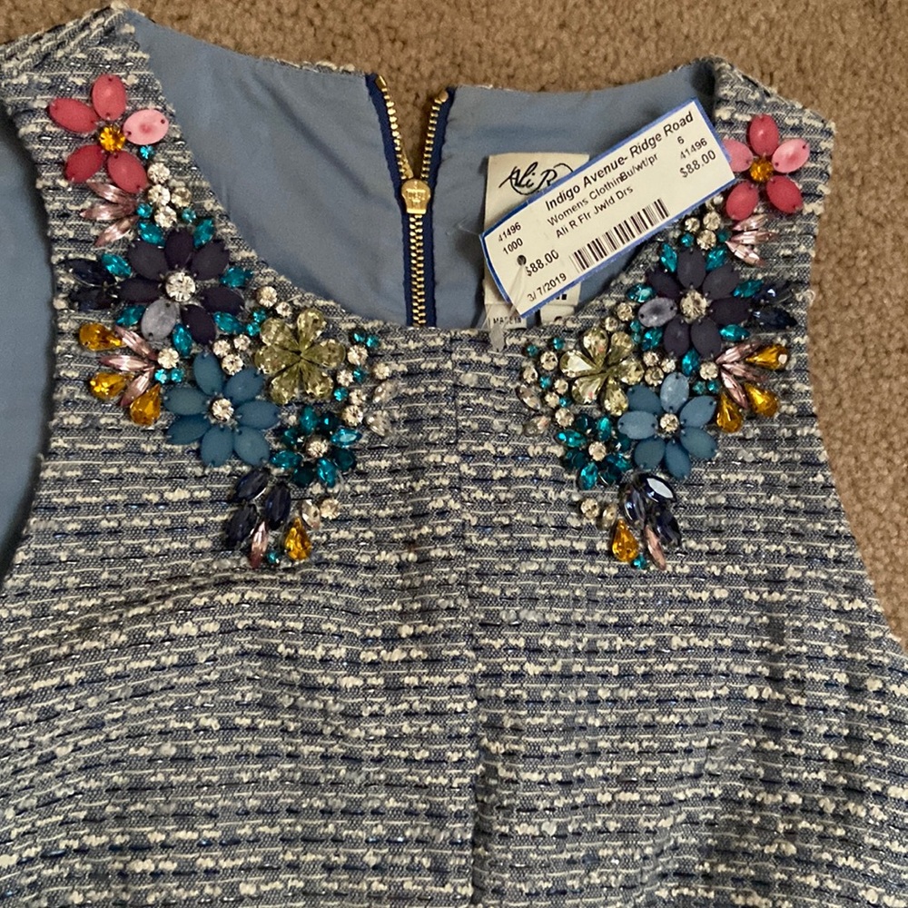 Mini dress with flower rhinestones